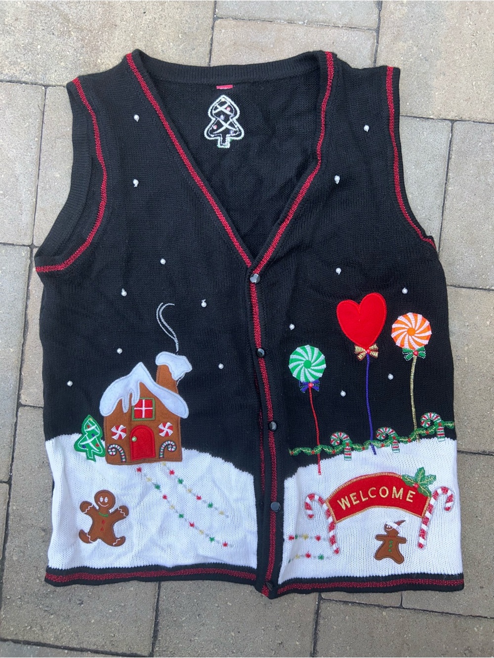 Vintage Holiday Gingerbread Ugly Christmas Vest Sweater Vest
